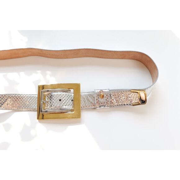 Dolce & Gabbana Vintage Silver Python Leather Belt (Size 34\